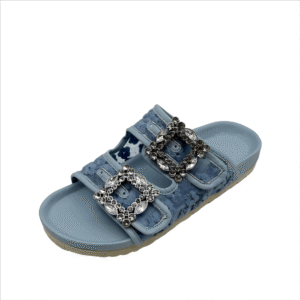 Womens Blue Lace Fabric Sandals